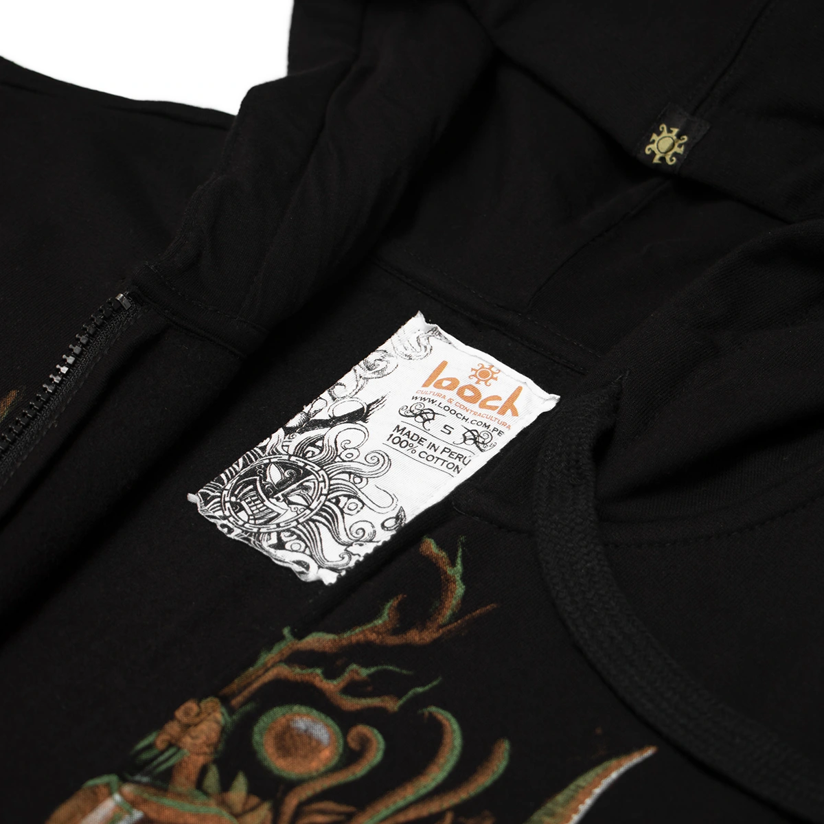 Supay polera plano detalle cuello Supay Polera Para hombre LOOCH Diseño Preinca - Inca