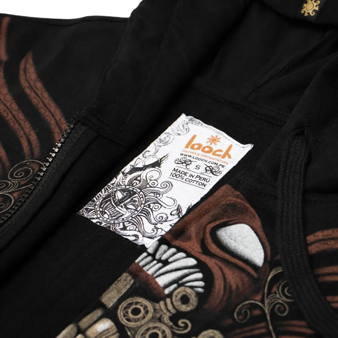 dios sicán polera plano detalle cuello Dios Sicán Polera Para Caballero LOOCH Diseño Pre-Inca