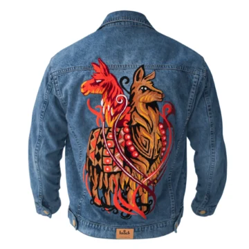 Llama Casaca Denim Para Hombre Con Bordado Artesanal LOOCH Azul