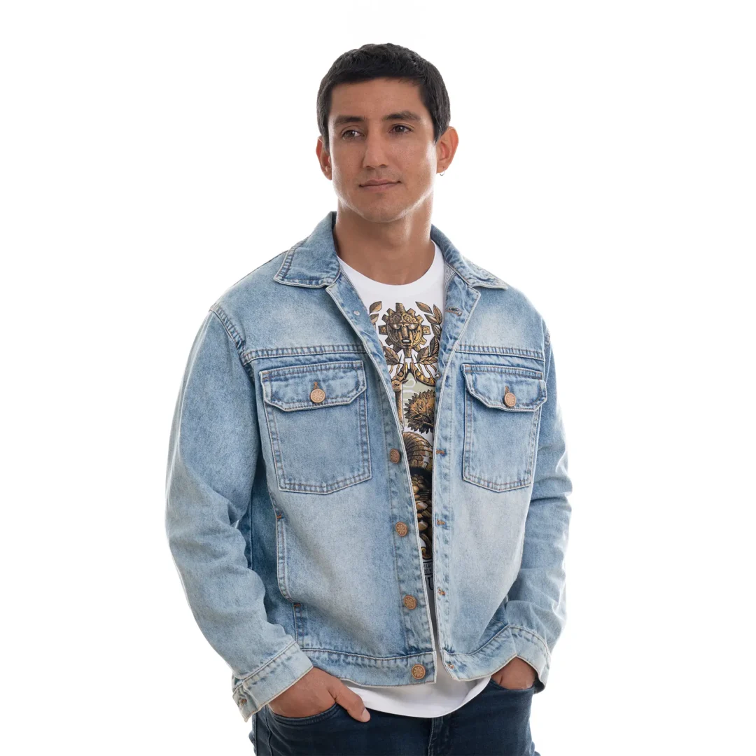Casaca Hombre Celeste Llama frontal Casaca Hombre Celeste Llama frontal